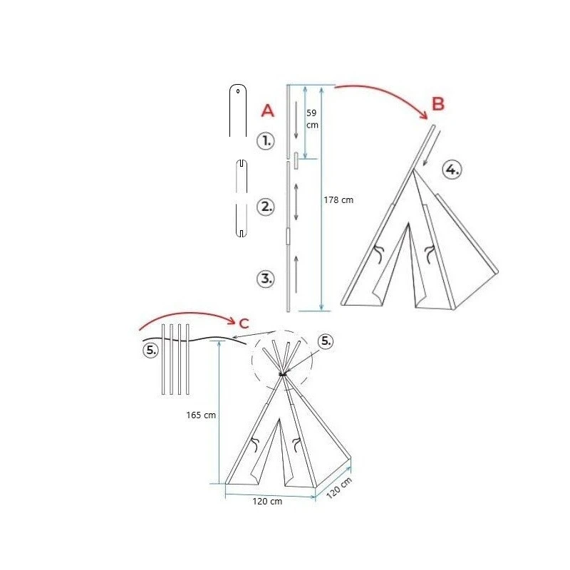 Детска палатка за игра, Форма иглу, 120 х 120 х 165 см
